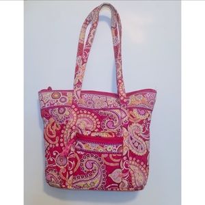 Vera Bradley Medium Pink Paisley Floral Quilted Tote Bag